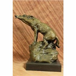 Modern Art Stallion Horse on Rock Bronze Statue