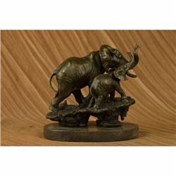 Mother and Child African Elephant Animal Edition Bronze Sculpture