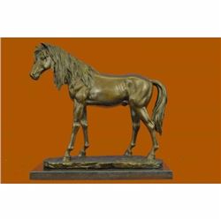 40 LBS Arabian Horse Trophy Stallion Mare Bronze Sculpture on Marble Base Figure