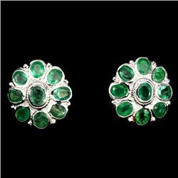 Natural Top Rich Green Emerald 40 Carats Earrings