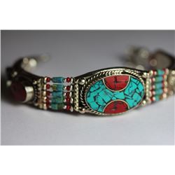 Tibet Hand Made Turquoise, Coral Bracelet