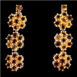 Natural Round  Yellow Citrine 52 Carats Earrings