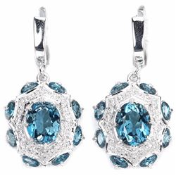 Natural London Blue Topaz Earrings