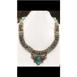 Tibet Hand Made Turquoise & Coral Necklace