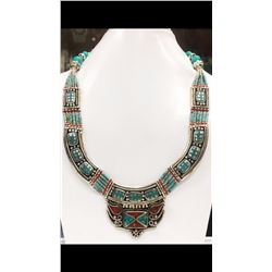 Tibet Hand Made Turquoise & Coral Necklace