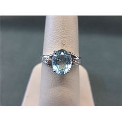 Blue Topaz & Diamond Ring