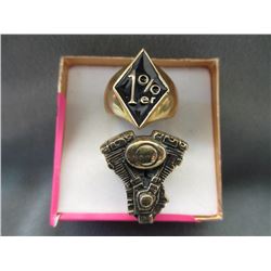 2 Solid Bronze Biker Rings