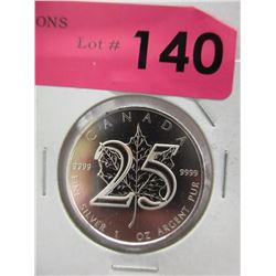 .9999 Fine Silver Canada 25th Anniversary Coin
