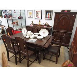 9 Piece Oak Refractory Dining Room Suite ca1930