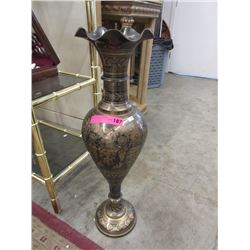Large Blackened Brass Floor Vase