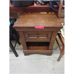 Wood Bedside Table with Drawer