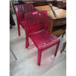 2 Red Acrylic Chairs