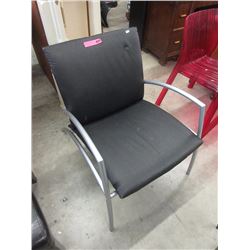 Leather Chair with Brushed Metal Legs