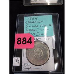 1964 Canadian Silver Dollar Coin - .800 Silver