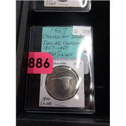1967 Canadian Silver Dollar Coin - .800 Silver