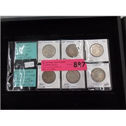 6 Canadian Silver 50¢ Pieces - .800 Silver