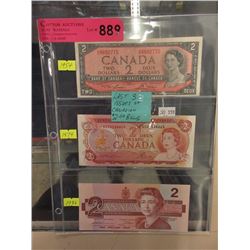 Last 3 Issues of the Canadian $2 Bill