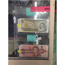 10 Old Issue Canadian $1 and $2 Bills