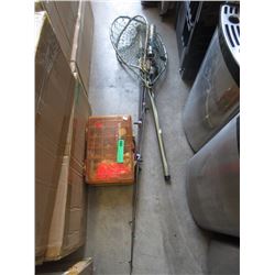 2 Fishing Rods, 2 Nets & Tackle Box