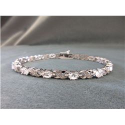 White Topaz & Diamond Tennis Bracelet