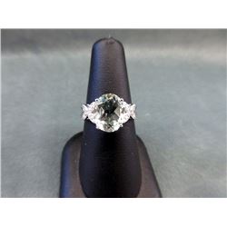 3.2 CT Green Amethyst & Diamond Ring