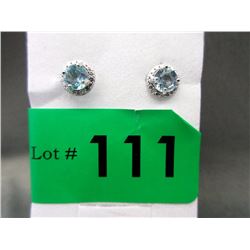 New Blue Topaz & Diamond Stud Earrings