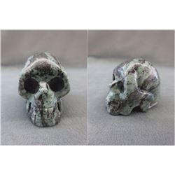 295 CT Carved Gemstone Skull - Zebra Jasper