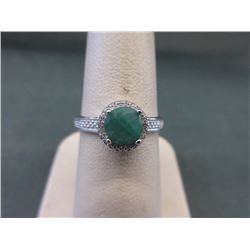 Emerald & Diamond Solitaire Ring