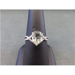 Green Amethyst & Diamond Ring