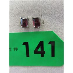 New Emerald Cut Garnet Stud Earrings