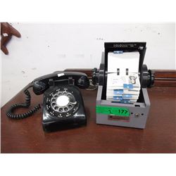 Vintage Dial Telephone & Metal Rolodex