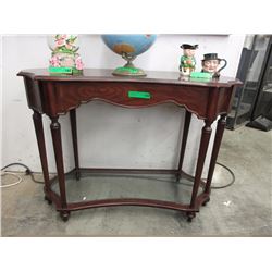 Wood Hall Table with Glass Base