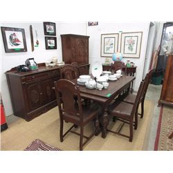 9 Piece Oak Refractory Dining Room Suite ca1930