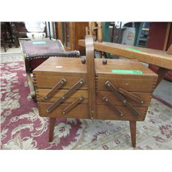 Wood Accordion Sewing Basket