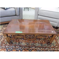 Small Wood Coffee Table with Asian Design