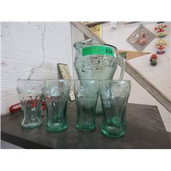 Embossed Coca-Cola Jug with 6 Glasses