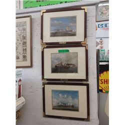 3 Framed Prints of Famous Ships