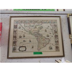 Framed "Americae" Map