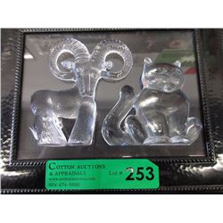 Kosta Boda Zoo Series Art Glass Cat & Goat