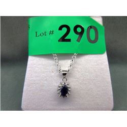 Diamond & Sapphire Sterling Silver Necklace