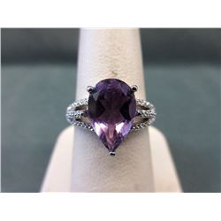 Diamond & Amethyst Pear-Cut Dinner Ring