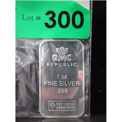 1 Oz. Republic Metals Corp .999 Silver Bar