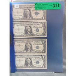 4 x 1957 American Silver Certificates