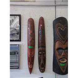 Pair of Large Carved Wood Wall Masks