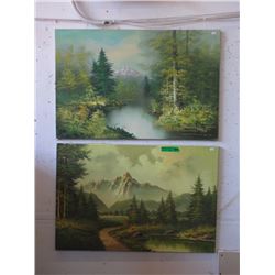 Pair of Large Oil on Canvas Landscapes