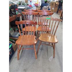 Set of 6 Spindle-Back Maple Dining Chairs