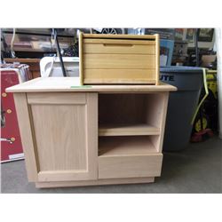 Wood Bread Box & Small Cabinet