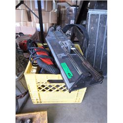 Tile Cutter & Crate of Tools
