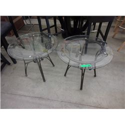 Pair of Glass Top Patio End Tables