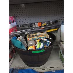 Plastic Bucket of Assorted Goods